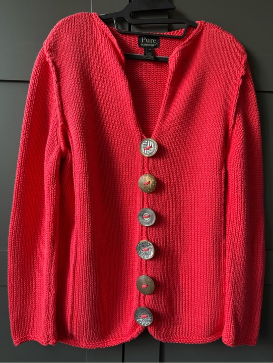 Pure Handknit Sweaters - Pure Handknit brand Bright coral Chunky 100% cott Knit Sweater. L 12/14 Canada